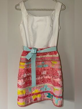 Vintage Lilly Pulitzer summer floral garden party dress/ribbon  skirt/size 2